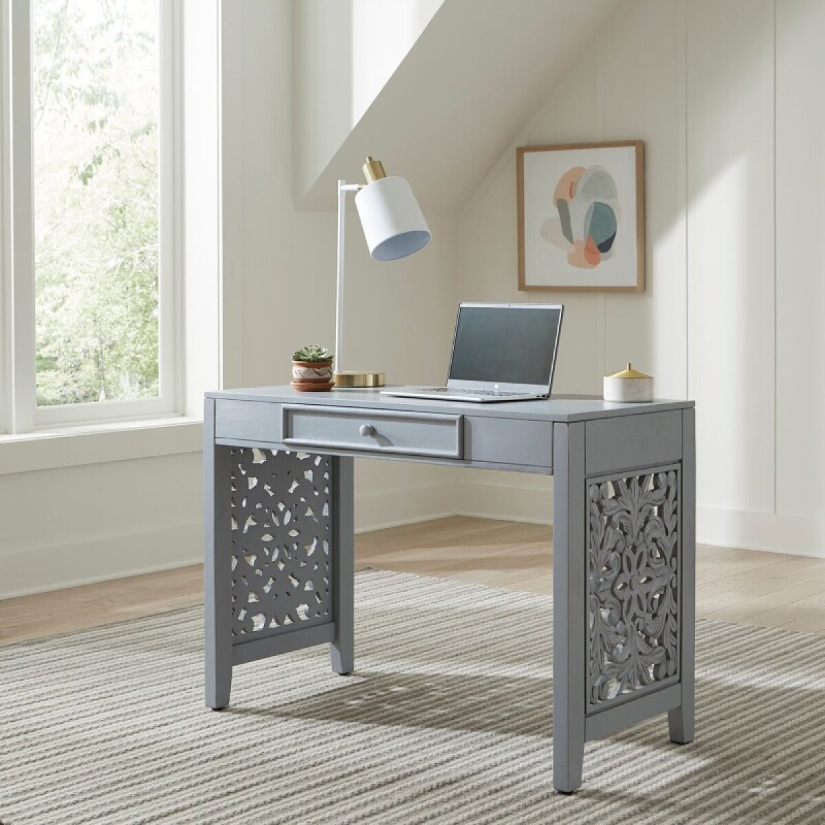 bb6879728777b0751ab9f29f69f16f43 Trellis Lane Accent Writing Desk- Grey - Image 1