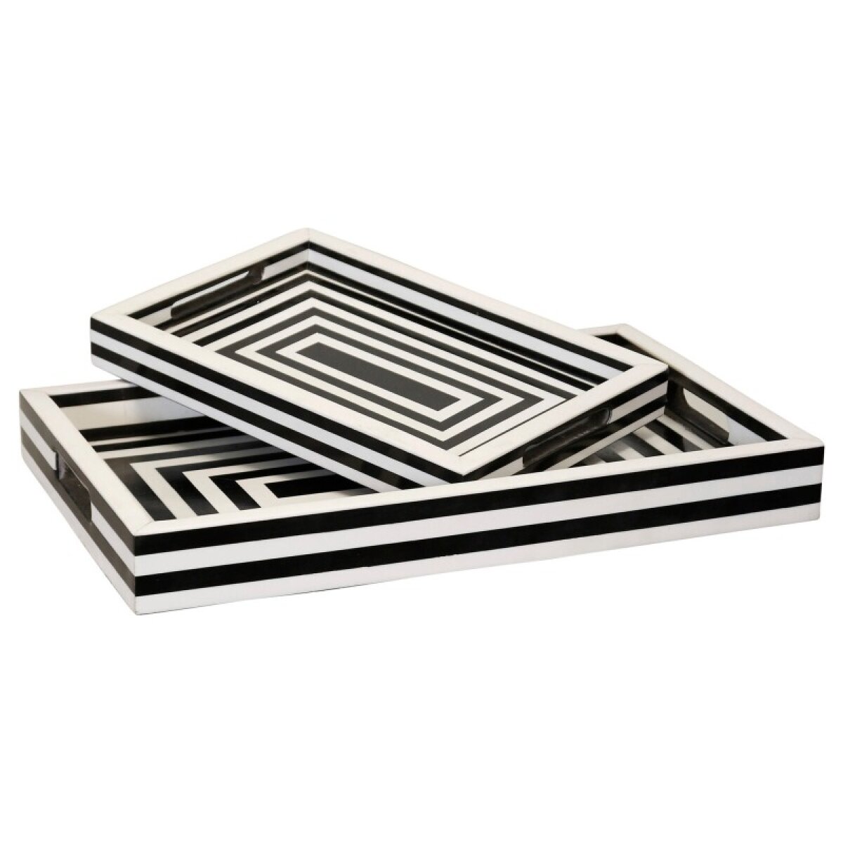 bb80cc910d0fb68892f20a48a1be7d82 Black & White Dann Foley Lifestyles Set Of 2 Trays - Image 1