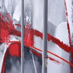 Astract Contemporary Hand Embellished Oil Painting In Series Tied Together By Brushed Aluminum Pip - Image 5