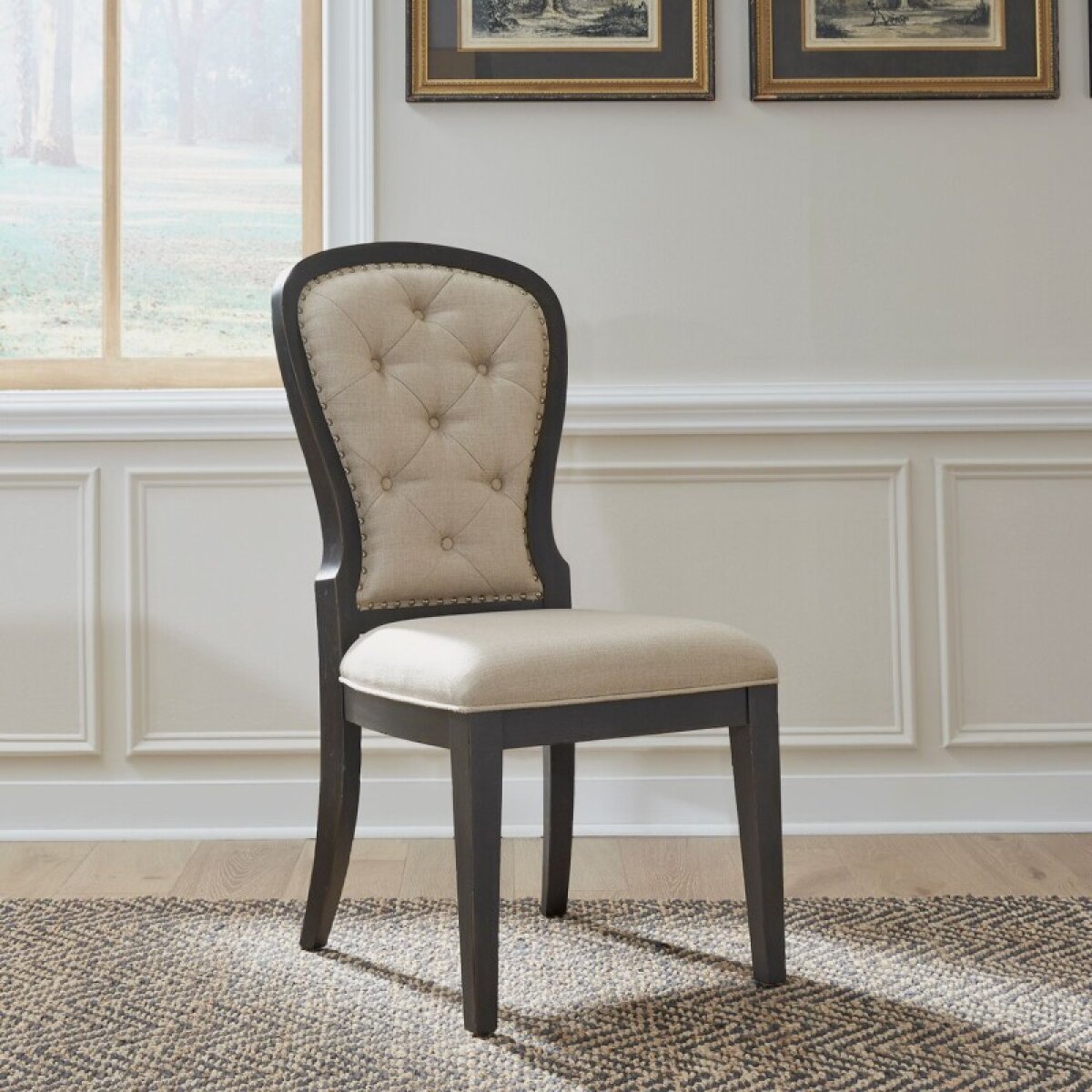 bc61f90bc7302b3094440d5c348efd5a Americana Farmhouse Uph Tufted Back Side Chair - Black - Image 1