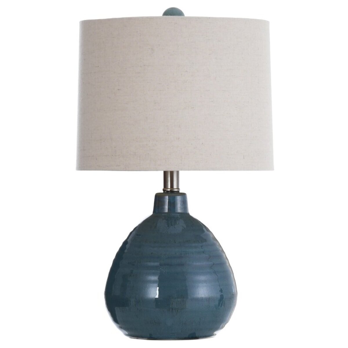 bd9314da9f5e69744082e19de6796945 Accent Turquoise Ceramic Table Lamp With Natural Linen Hardback Shade - Image 1