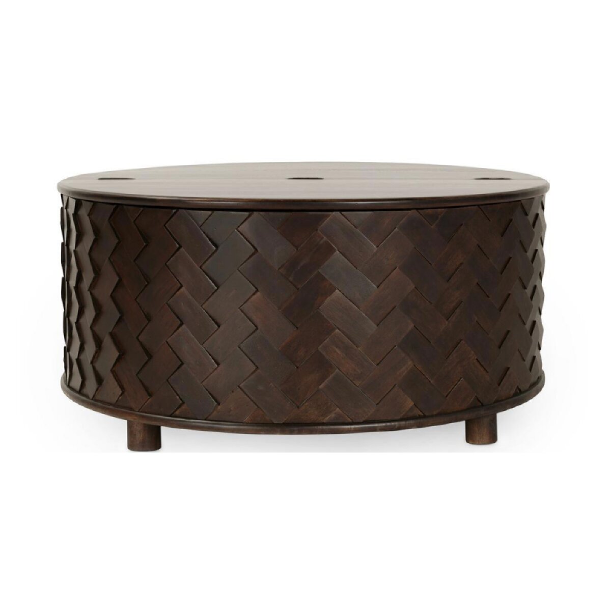 bdee0eb566ac8f1ea418e59e4a59373a Shira Solid Wood Round Storage Coffee Table - Kona Brown - Image 1