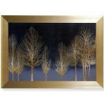 Gold Forest On Blue Textured Framed Print