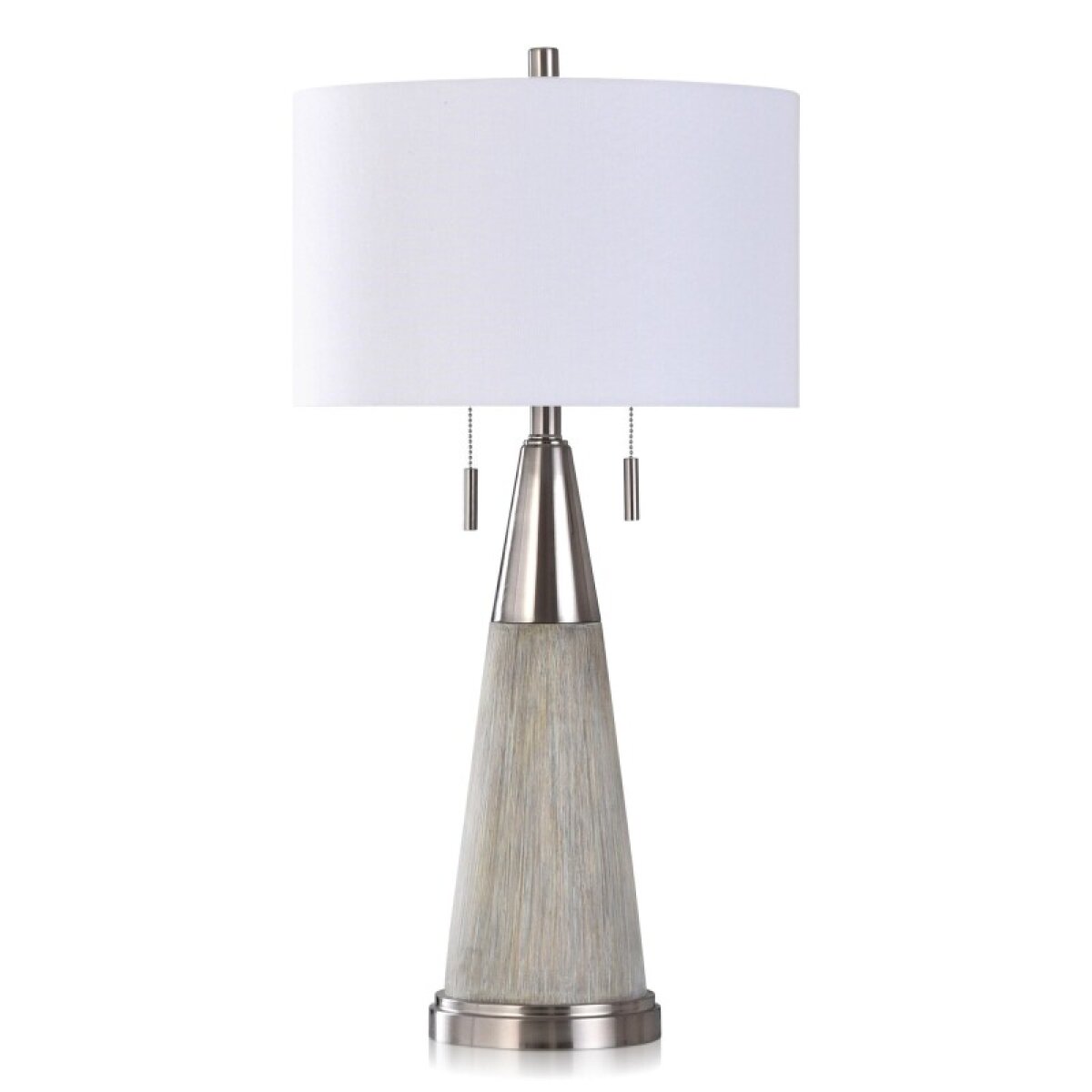 bf557010c0da9fdb91d8689156cf5b37 Cigala Silver Round Tapered Moulded Table Lamp With Polished Steel Acc - Image 1