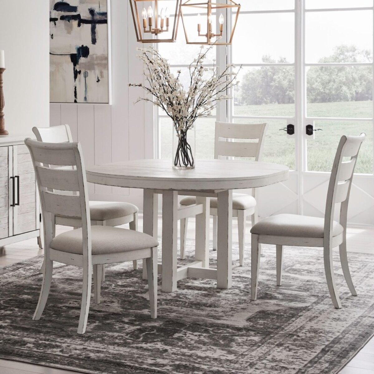 c0b46008d51ce2e5e23b78bfb3617b2c 5 Piece Pedestal Table Set - Image 1