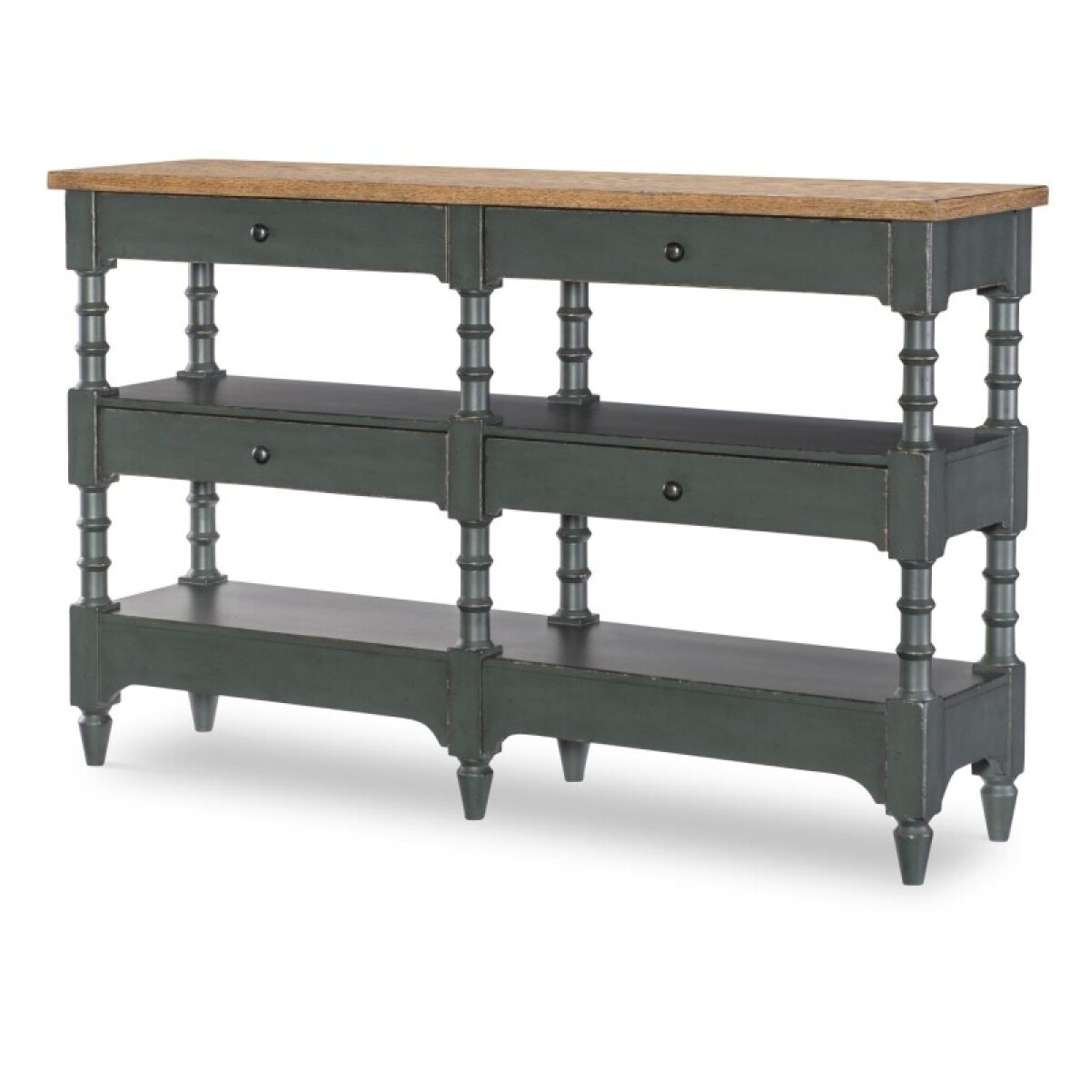 c2a87d40c9c7686229acde604de39f31 Turned Leg Console Storage Table 4 Drw - Image 1