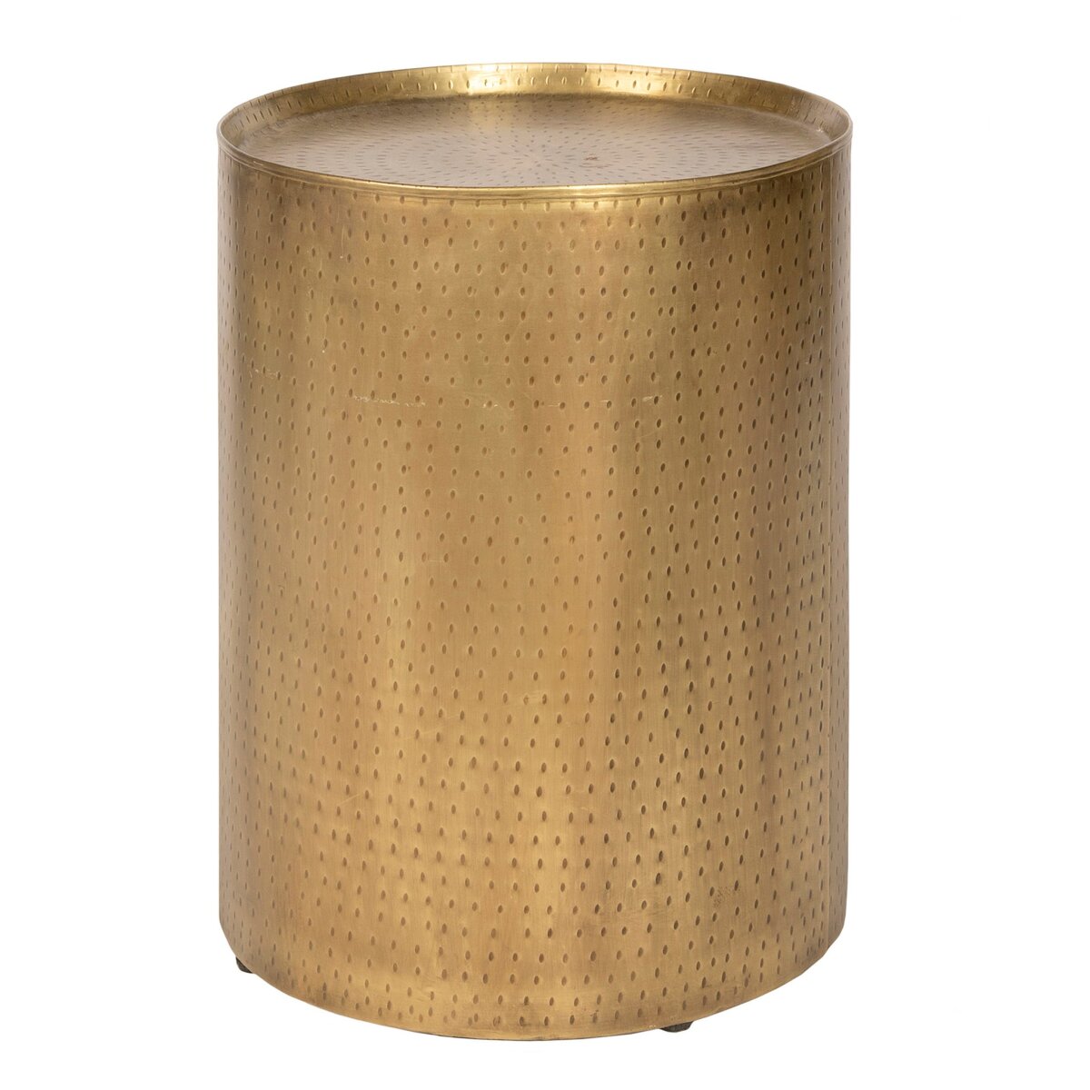 c2b993c7300725afdeec57c3da534dec Pala End Table - Gold | Distressed Gold Finish On Hammered Metal - Image 1