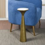 Spun Gold Drinking Table With White Marble Top - Image 7