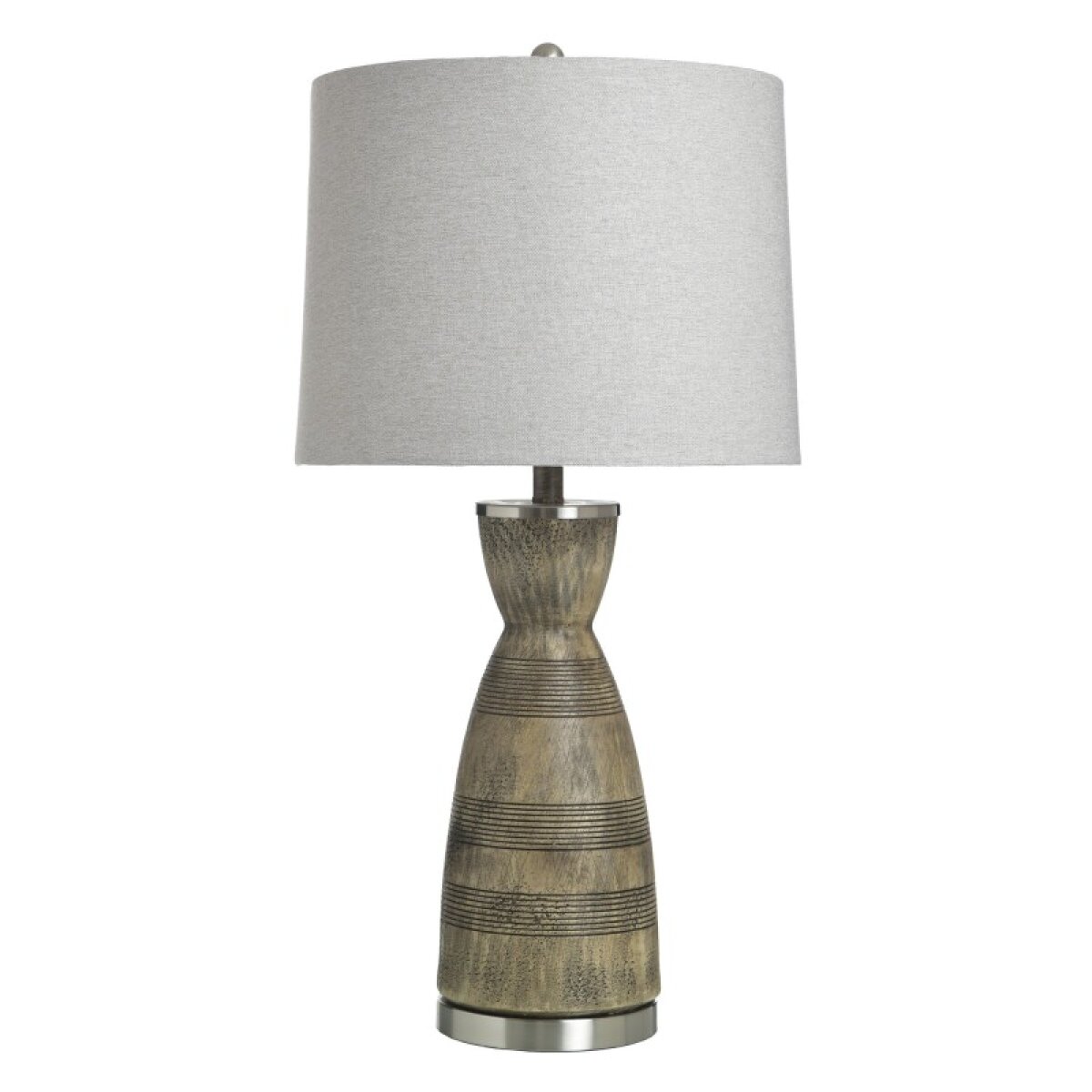 c3531e0cf9159390c4a27da672f0600b Timber Route Table Lamp Polyresin Striped Base With Two Tone Brushed Finish 150 Watts - Image 1