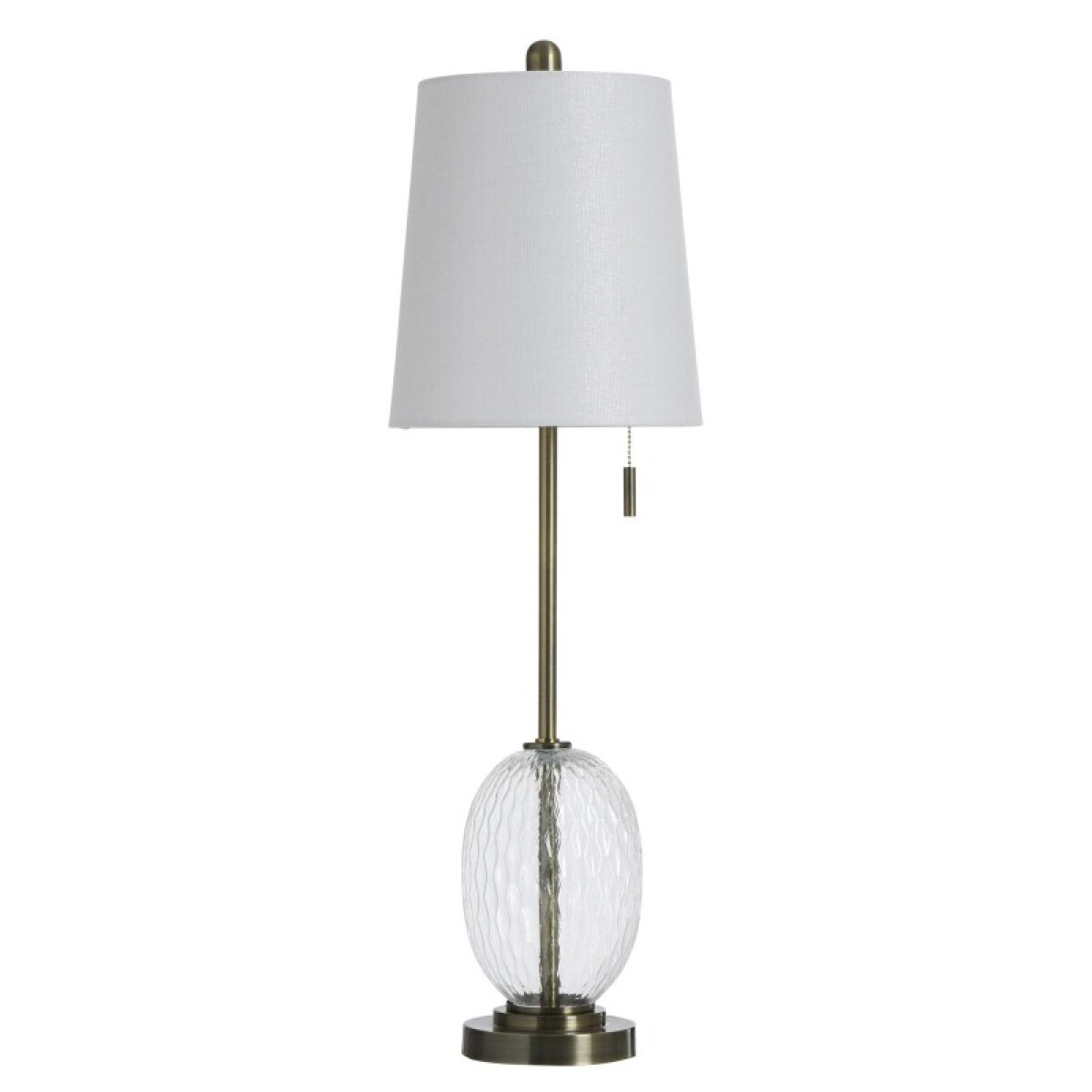c433b507ca2da49cc6e1592324e0b990 Antique Brass & Clear Glass Buffet Lamp - Image 1