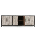 Lisbon Solid Wood 6dr Cabinet - Weathered Black/travertine - Image 5