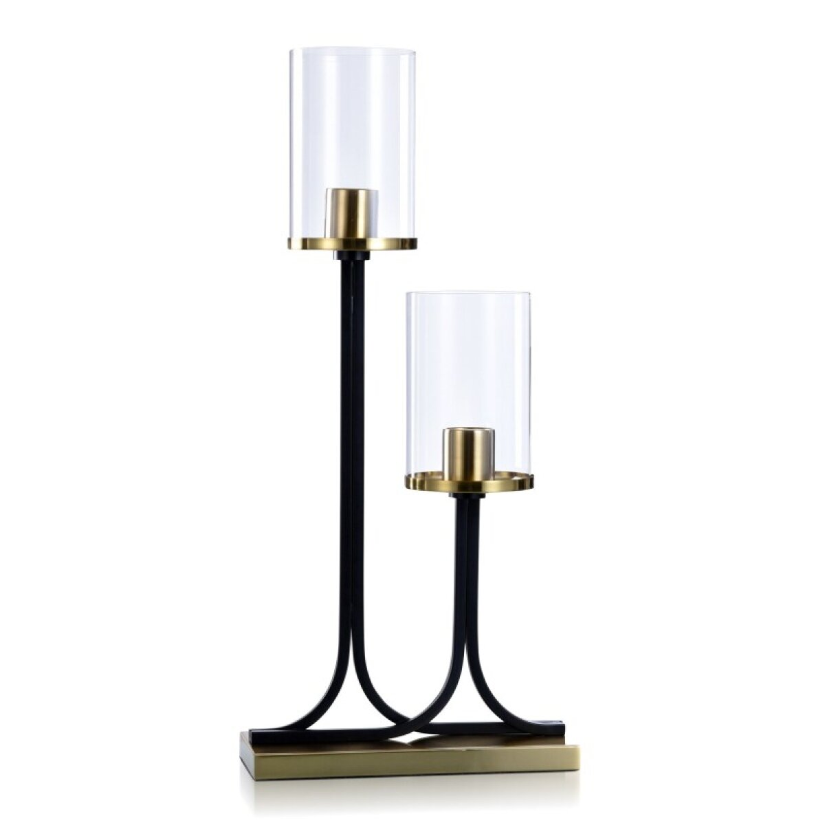c5a7ec86ae4ddf9b02cfc197bc04d4a5 Mineral Gold Mid Century Modern Metal Desk Lamp With Clear Glass Uplights - Image 1
