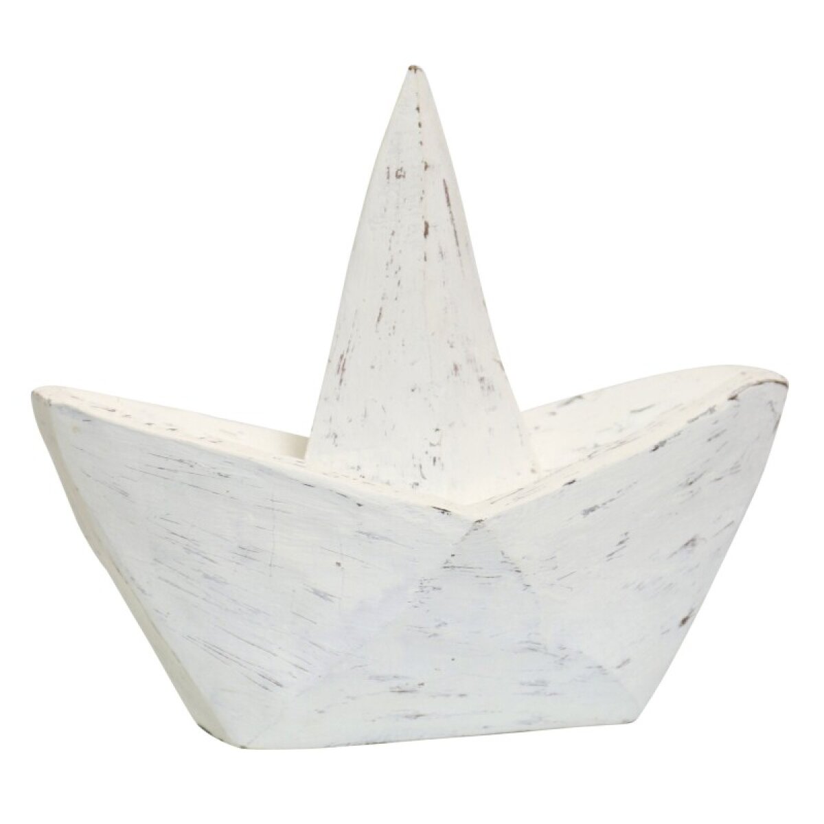 c5f7f158f1a2cbacbf358acfafeebca7 Origami Boat White Solid Mango Wood Carved Sculpture - Image 1