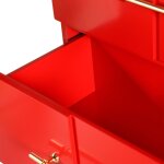 Dann Foley Lifestyle Red Three Drawer Wooden Dresser With Long Gold Metal Pulls - Image 4