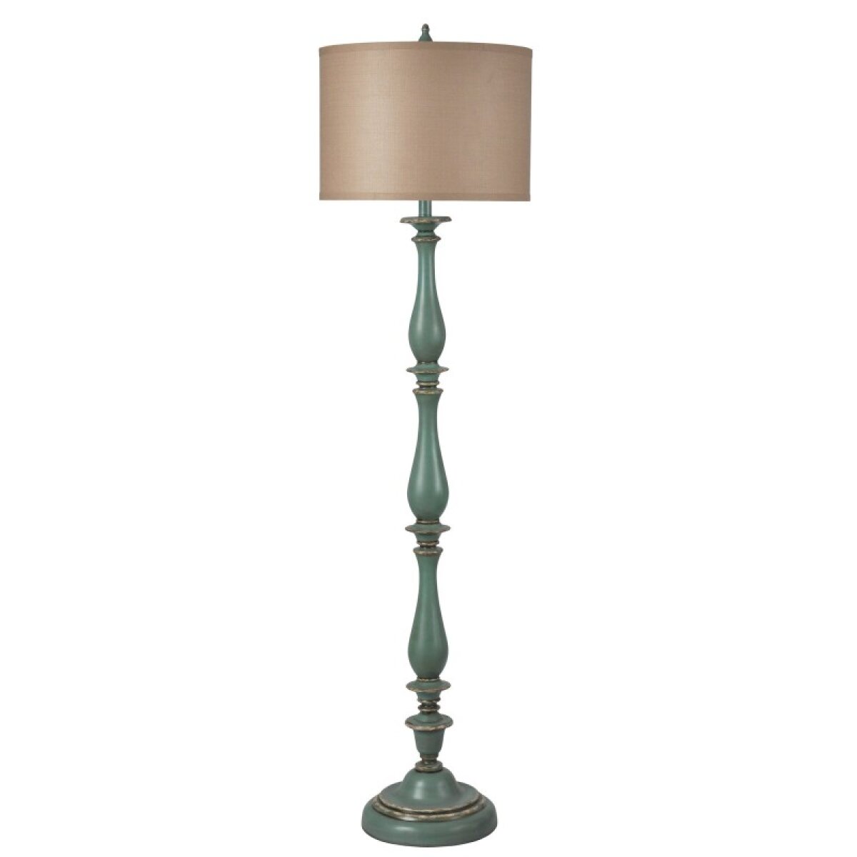 c6b771fd78459c16ed9b373e766fc467 Avignon Blue Traditional Classic Floor Lamp With Drum Shade In Silk Blend Taupe Fabric - Image 1