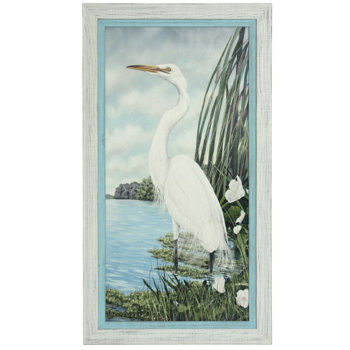 c6cc599a7d86243df7342998d33dda8b Great White Egret Textured Print Custom Framed - Image 1