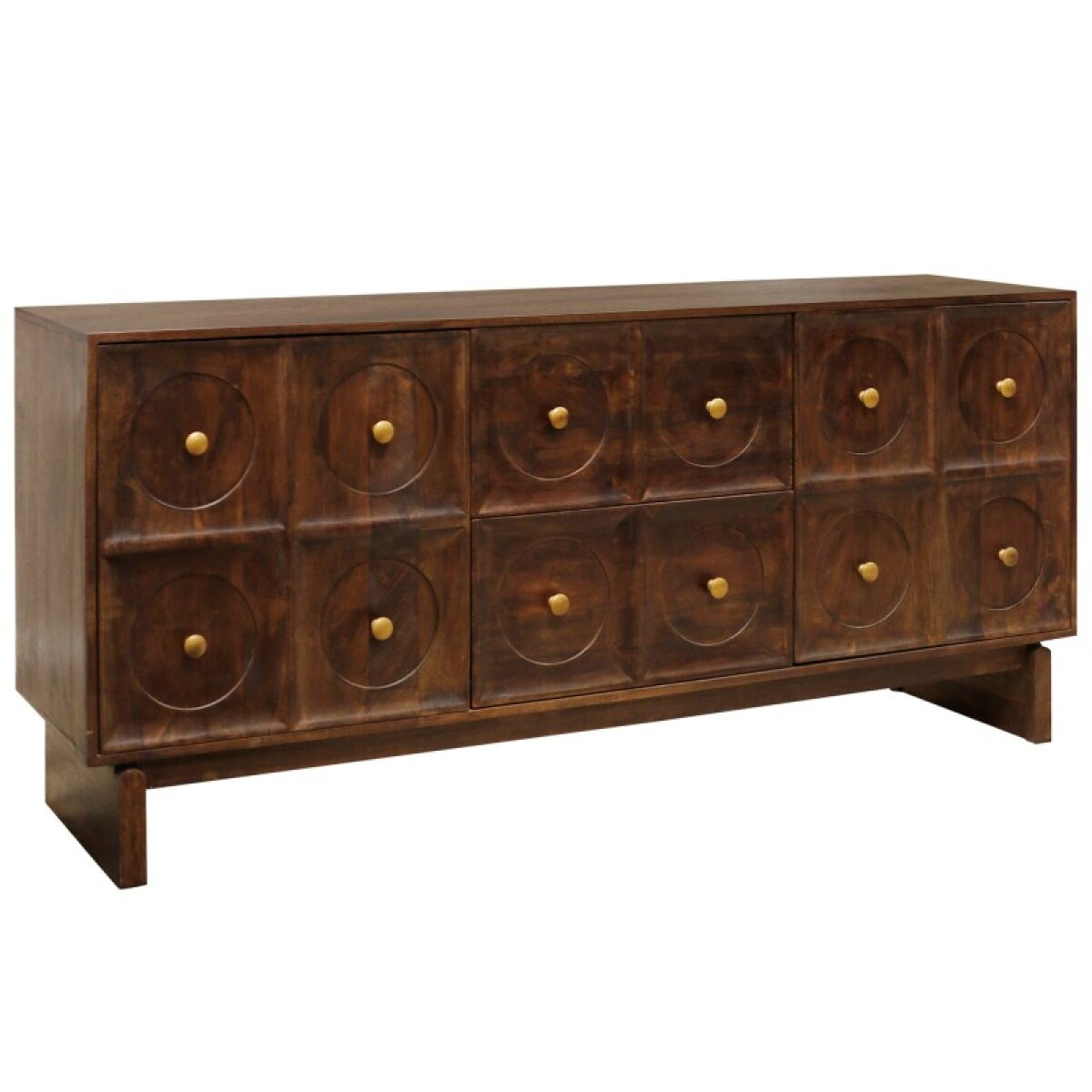 c703612875514cae9016c3014f61a62a Laporte Credenza Two Door Two Drawer Made Of Solid Mango Wood In Tobacco Brown Finish - Image 1