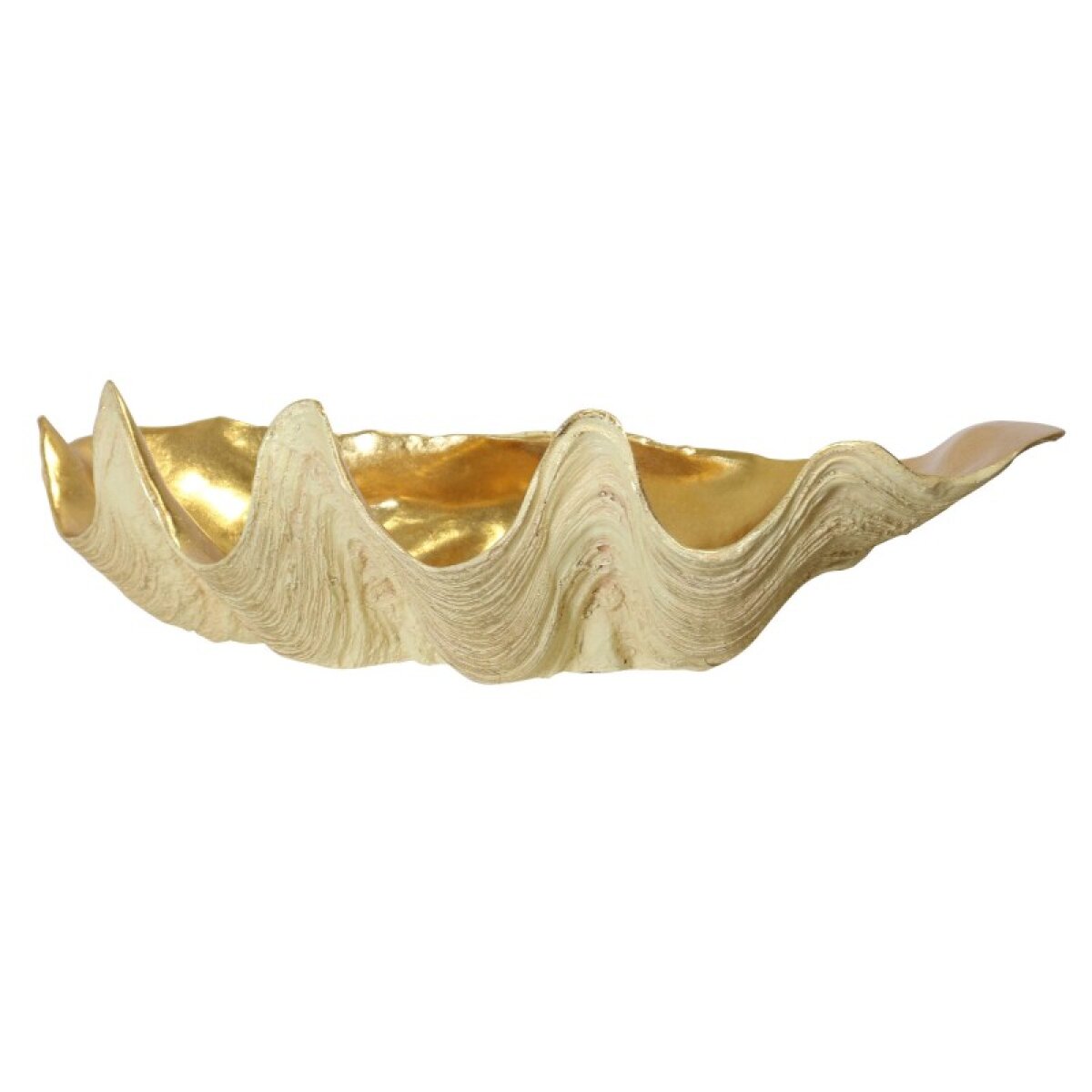 c70ea90206986f1fe0cd522ec1df8ff3 Natural & Gold Norman Wyatt Home Cast Clam Bowl With Gold Leaf Finish Inside - Image 1