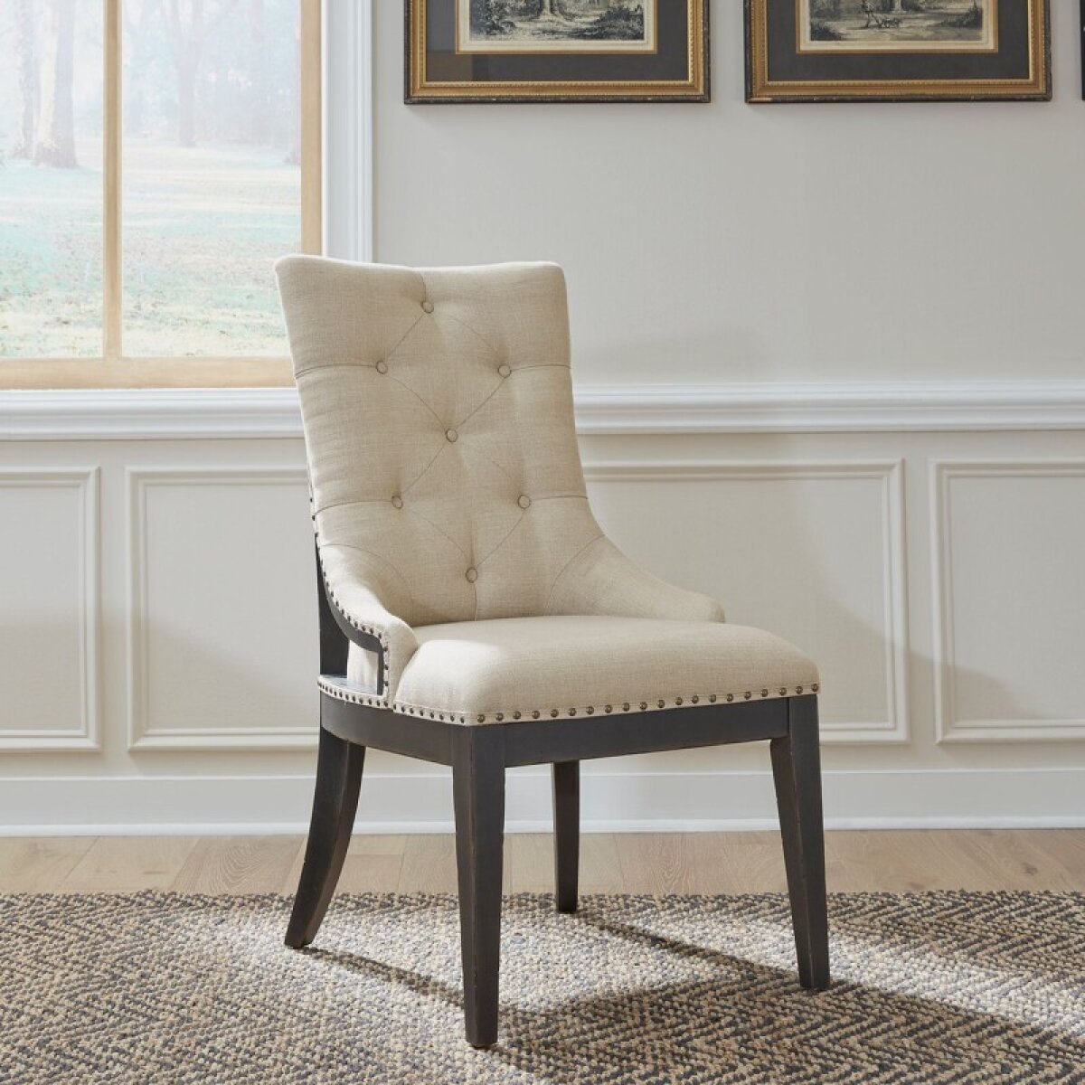 c788f5d3495e6f6c2aad0eafadde8e8c Americana Farmhouse Uph Shelter Side Chair- Black (RTA) - Image 1