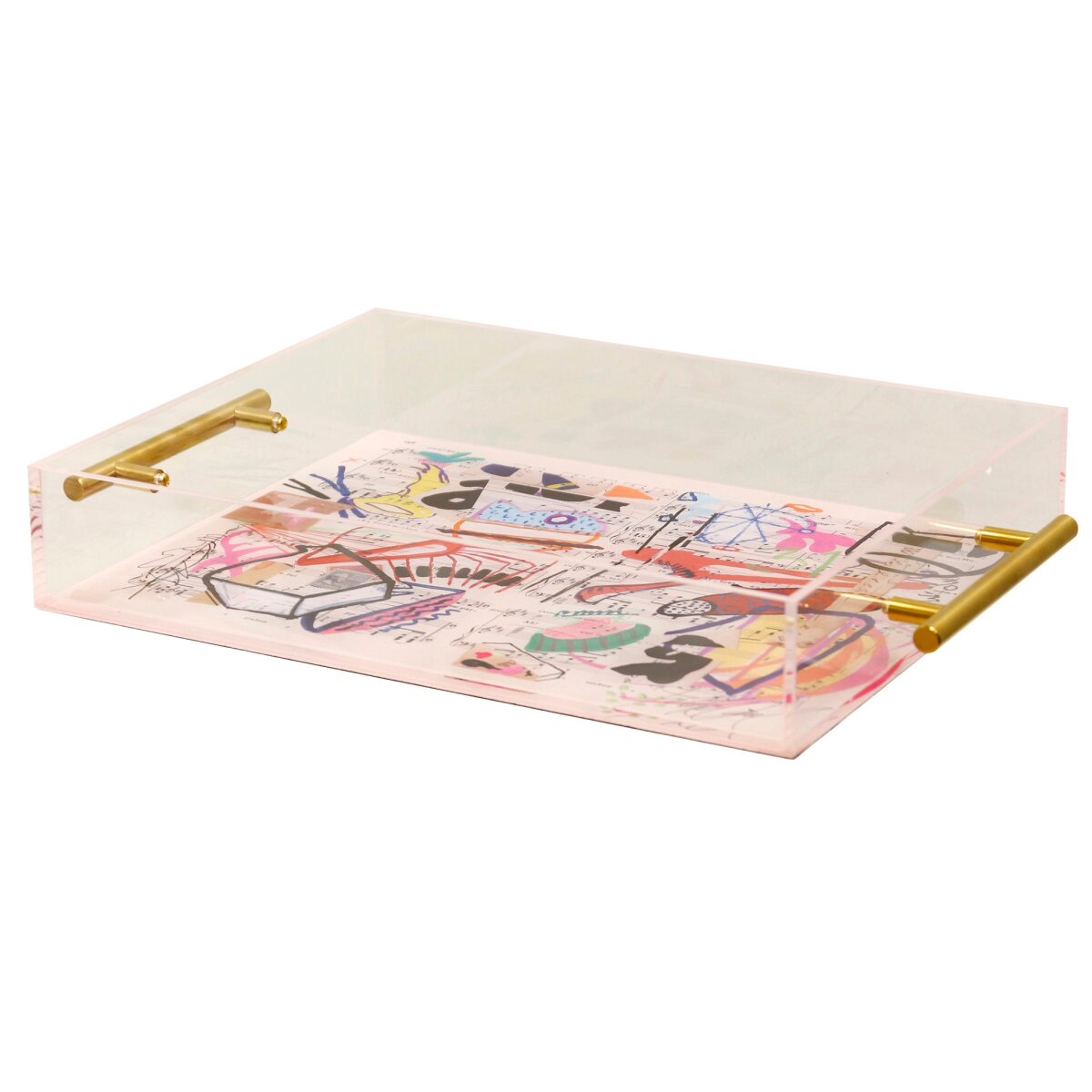 c83dac03525cf0884c023dd2813ff1ca Songbook I Acrylic Tray | Abstract Print On Acrylic With Gold Handles - Image 1