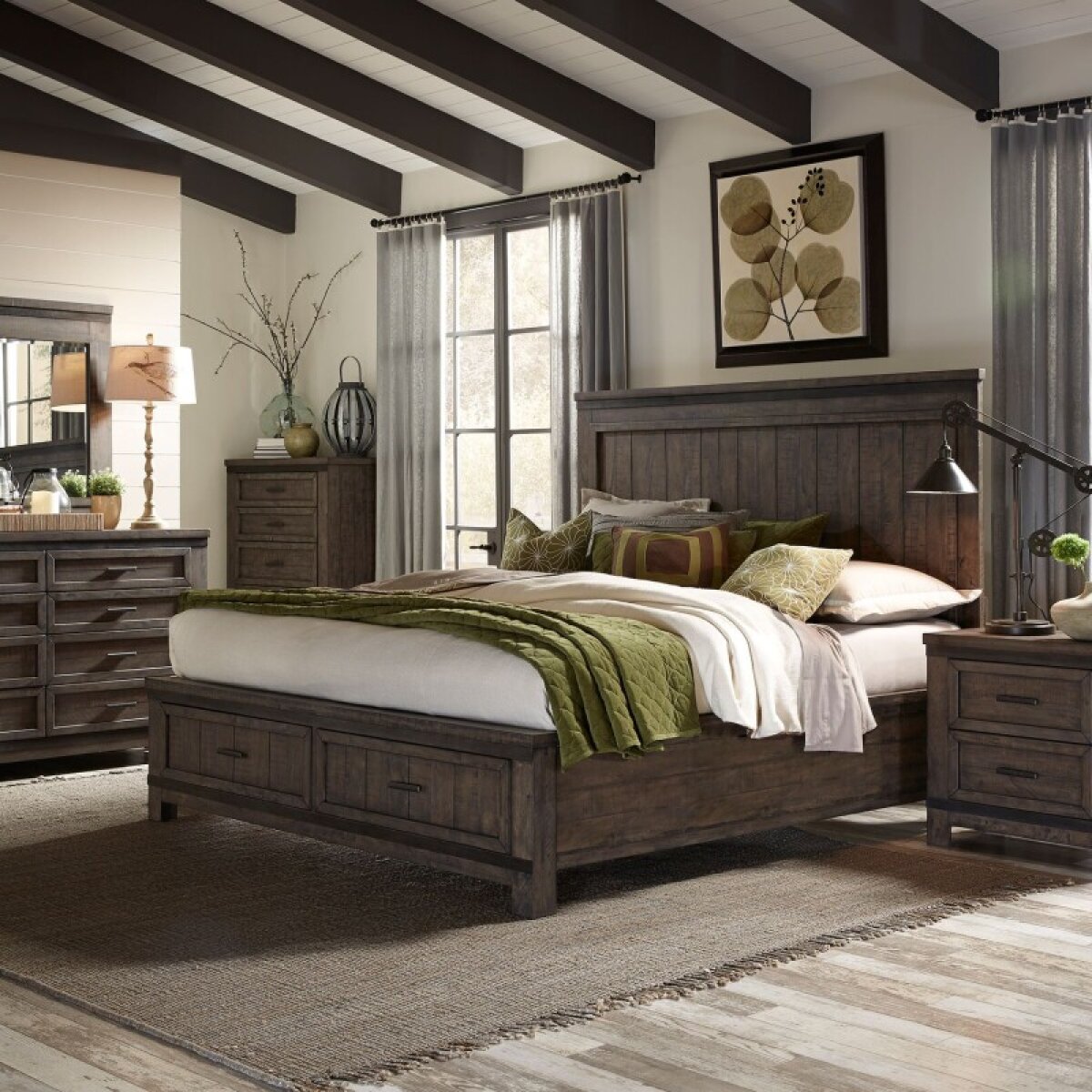 c8ad1eb0c53f4a7bb9f7d26213bf4622 Thornwood Hills King Two Sided Storage Bed, Dresser & Mirror, Night Stand - Image 1
