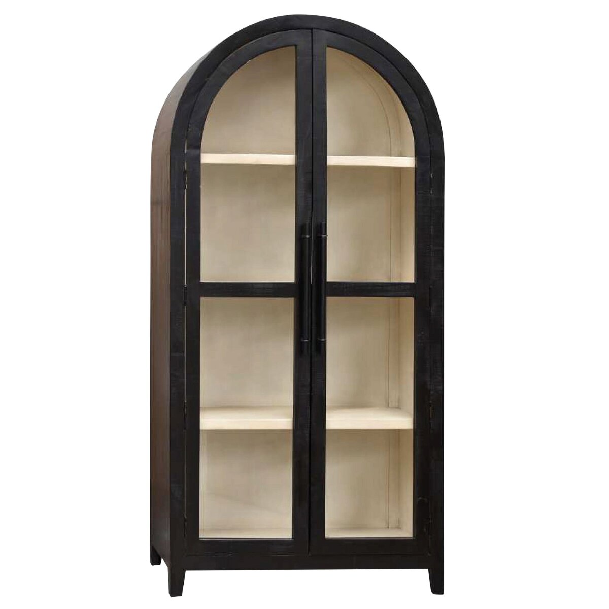 c8e3be34456973f6d8e88b34e4508938 Collins Cabinet | Black Finish On Pine With Clear Glass Doors - Image 1