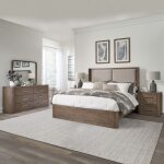 South Bend King Shelter Bed, Dresser & Mirror, Night Stand