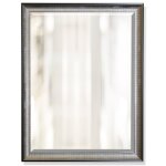 Beveled Framed Mirror Two Step Silver Etched Sloped Inner Frame With Black Outer Trim