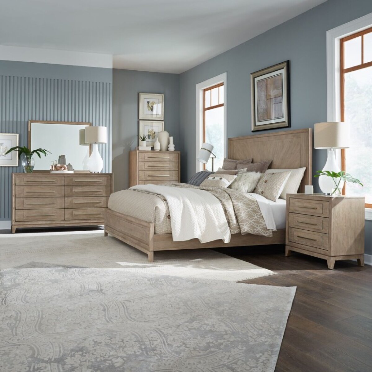 c946242f5140a16c270f896dbdca86f5 Brentwood King Panel Bed, Dresser & Mirror, Chest, Night Stand - Image 1