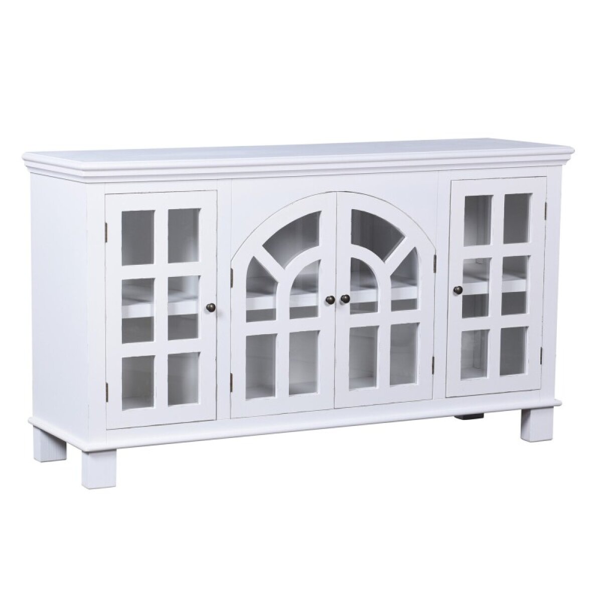 c9bc8e35fb76dfbb585fef5e3575f5e5 Vermont Sideboard White Wood Cabinet With 4 Doors With Glass - Image 1