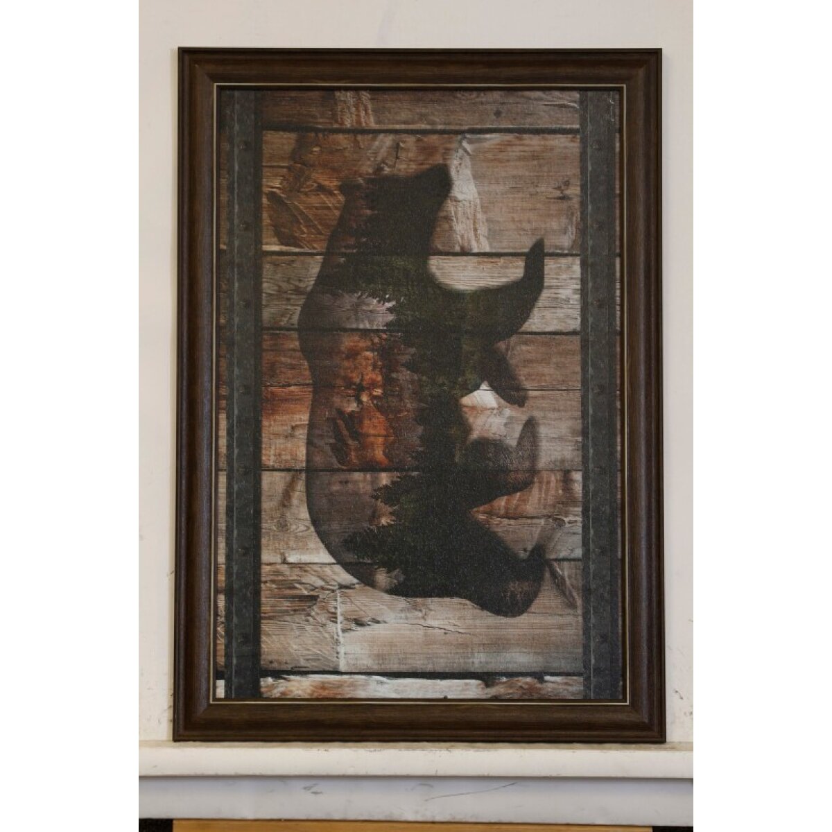 ca1456f680a1f6dcca954e31f0327716 Mountain Bear Silouettetextured Framed Print - Image 1