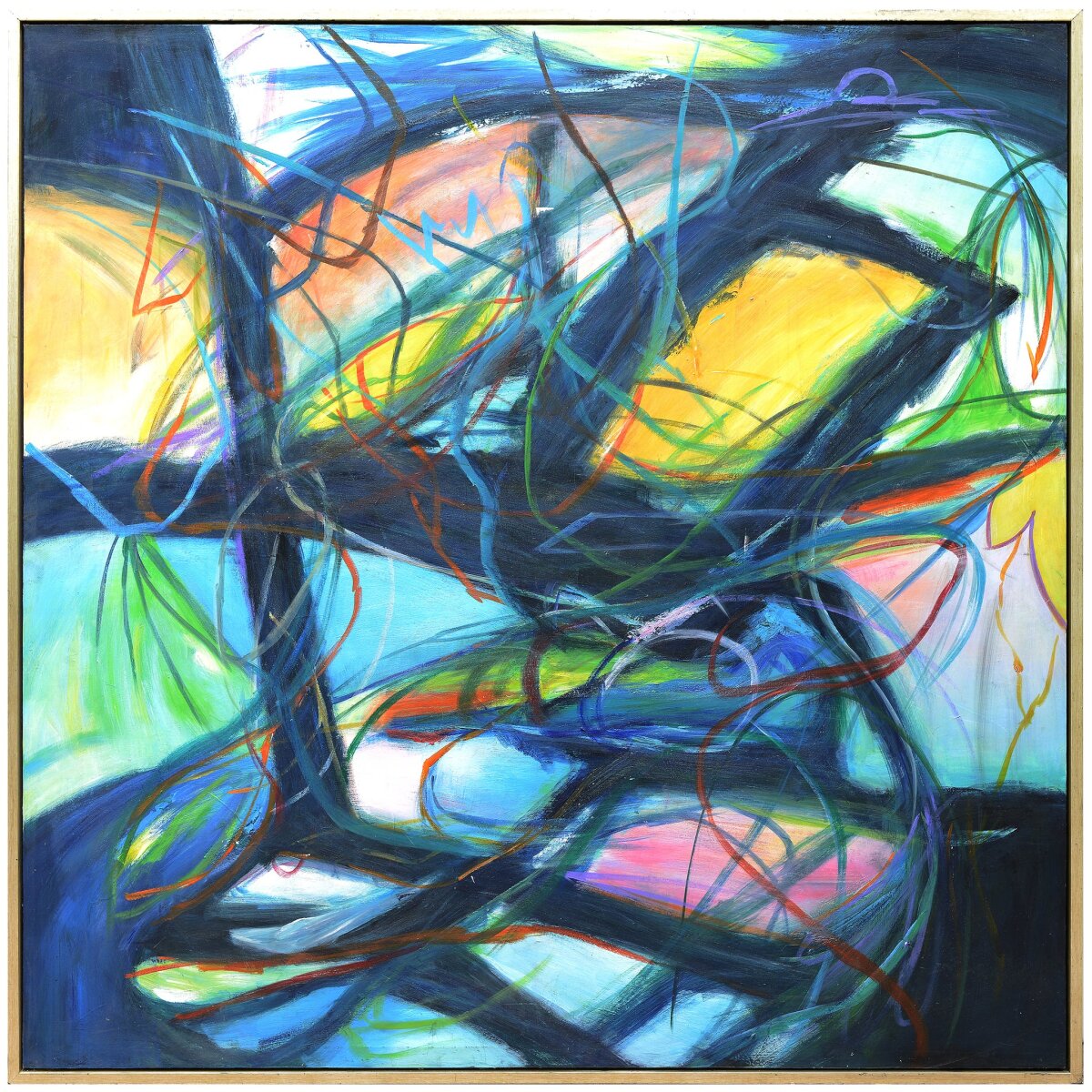 ca557b278b964b91e3eda7324cd3dd80 Onyx Framed Canvas Art | Hand Painted Abstract | 1.5 Inch Frame - Image 1