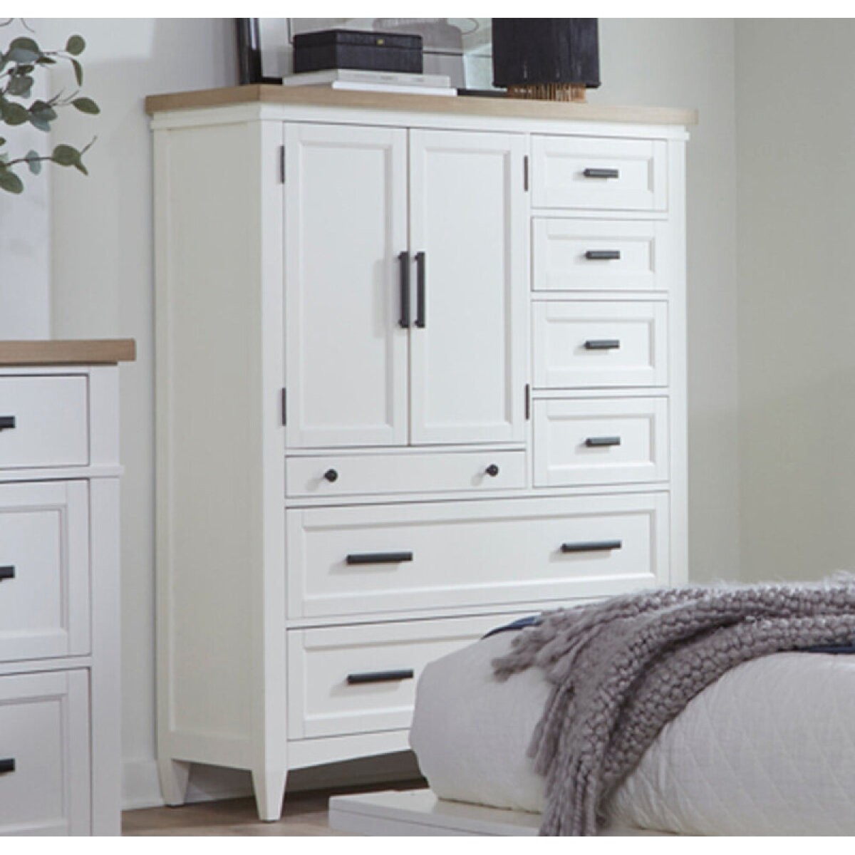 cc71a48d4a805eb2e218f300d0fa55da Americana Modern Bedroom 2 Door Chest With 7 Drawers & Workstation - Image 1