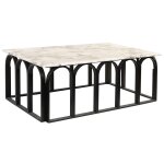 Maro Coffee Table | Marble Top With Matte Black Metal Base