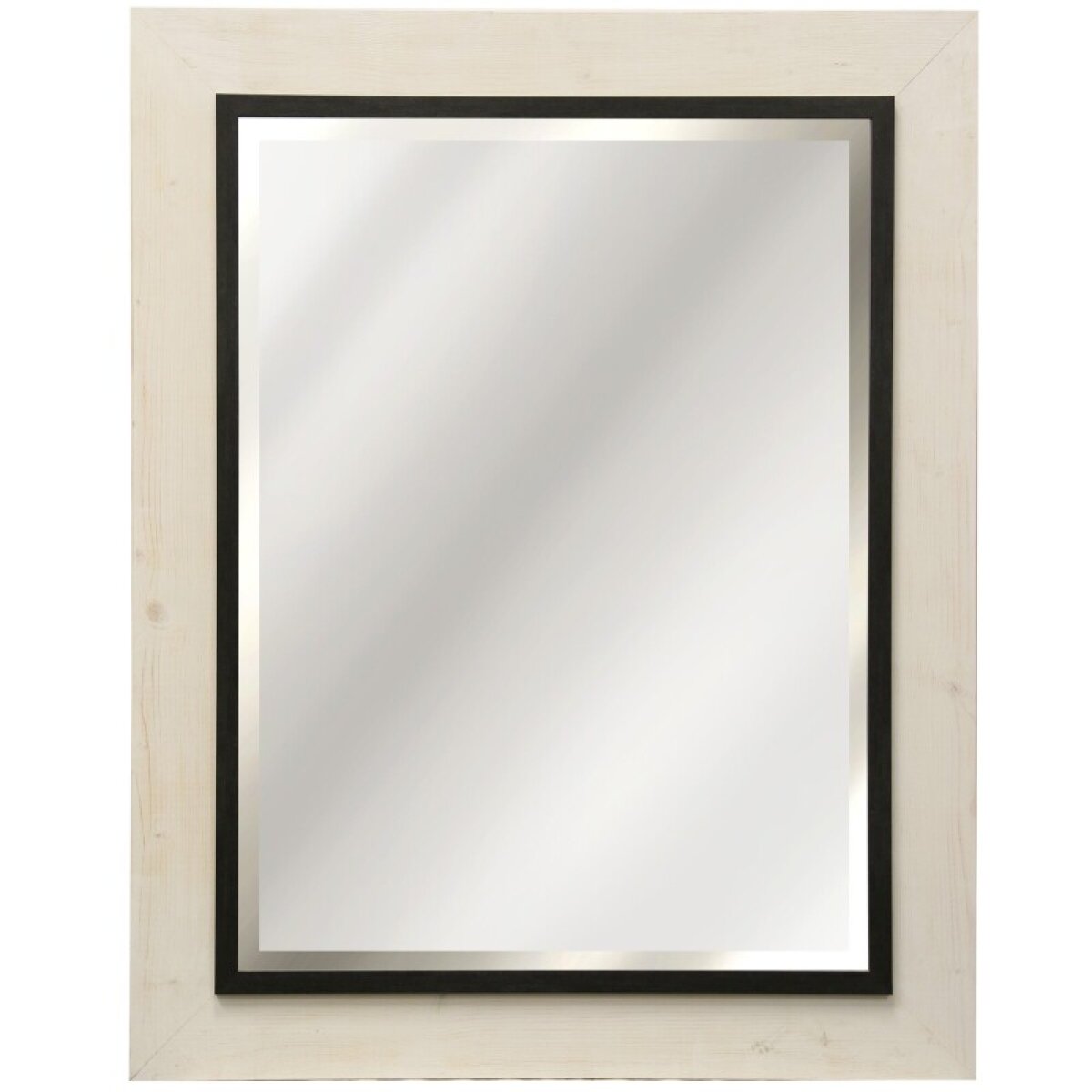 ceff7b794f671a99e60007fbc58f5743 Black & White Wooden Framed Beveled Mirror - Image 1