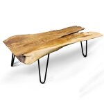 Badang Carving Natural Teak Coffee Table With Clear Lacquer Finish - Image 4