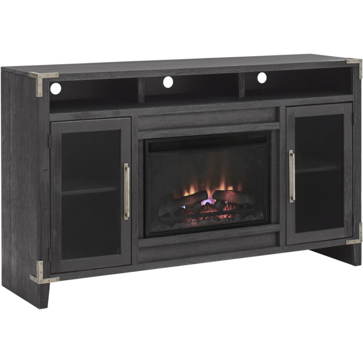 d00113813898d0124d4402b71cb74cad Quincy 66" Highboy Fireplace Console - Image 1