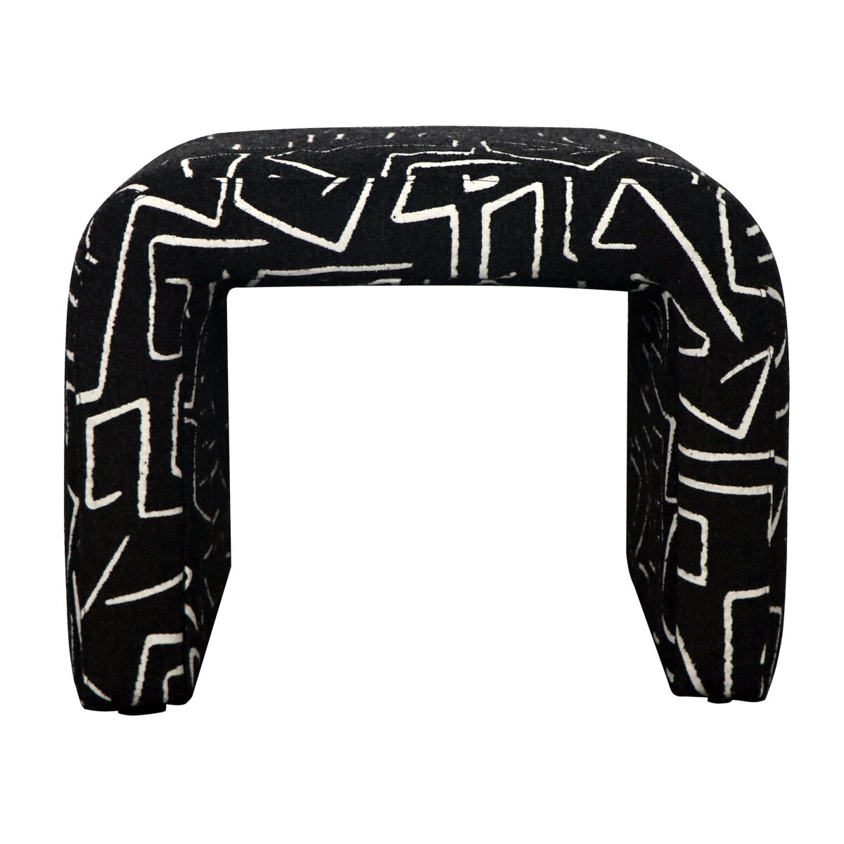 d01544daa6a1acc599df39a1a9ad894c Gable Ottoman- Black Puzzle | Black Puzzle Fabric On Hardwood Frame - Image 1