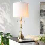 Civiche Gold Table Lamp Double Tiered Clear Glass Body And Brushed Brass Base - Image 7