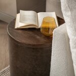 Andra Leather Round Accent Table - Cocoa Brown - Image 6