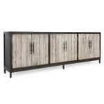 Lisbon Solid Wood 6dr Cabinet - Weathered Black/travertine