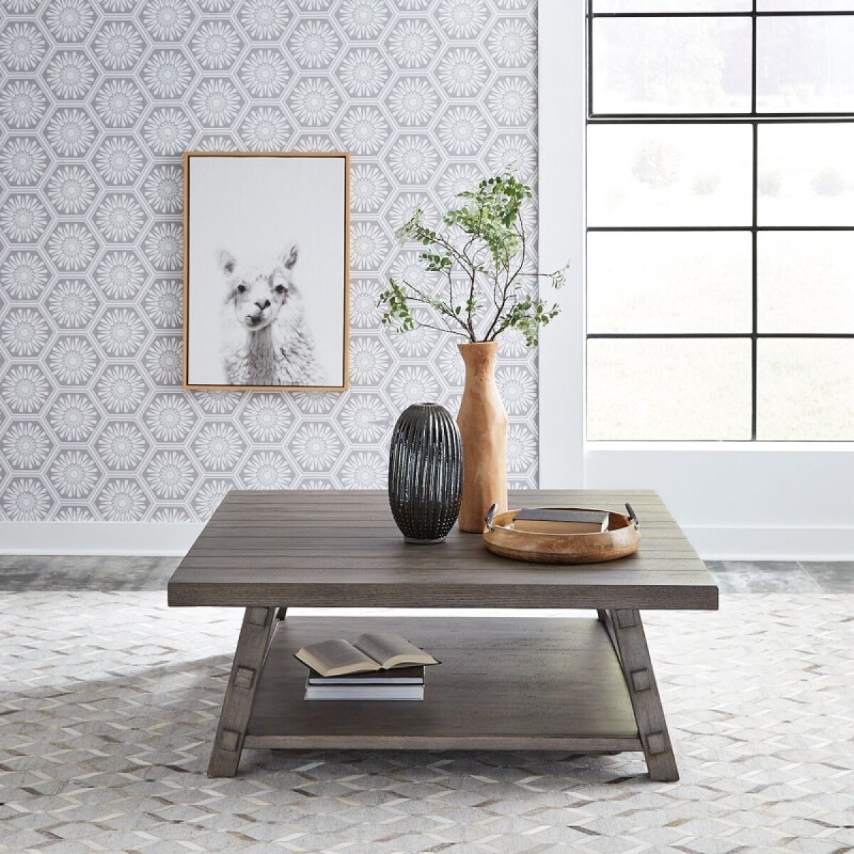 d188b65e96741a710f36aa22ee15ecd6 Modern Farmhouse Oversized Square Cocktail Table - Image 1