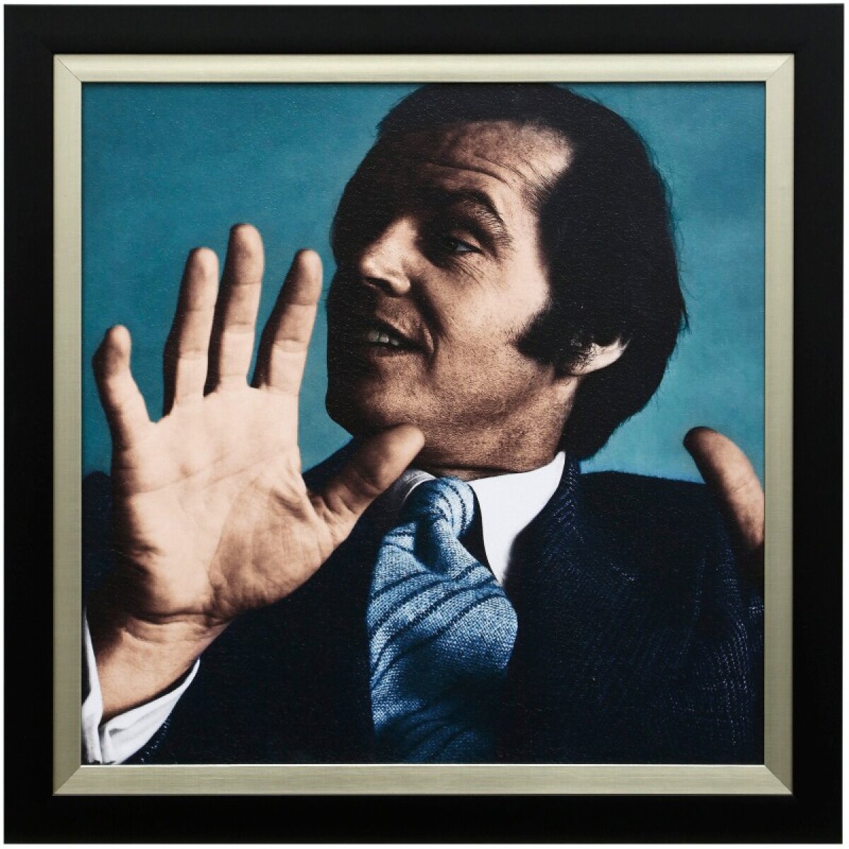 d2867f1c96519c0e6b71fc769c5568fc Jack Nicholson Teal Textured Framed Print - Image 1