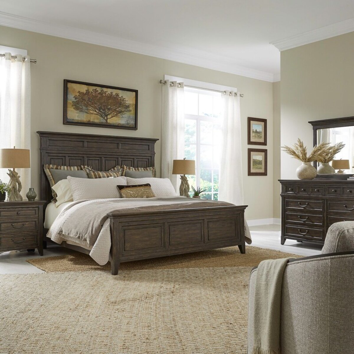 d28a8e23d54c44382497e7acb4b063d0 Paradise Valley Queen Panel Bed, Dresser & Mirror, Night Stand - Image 1