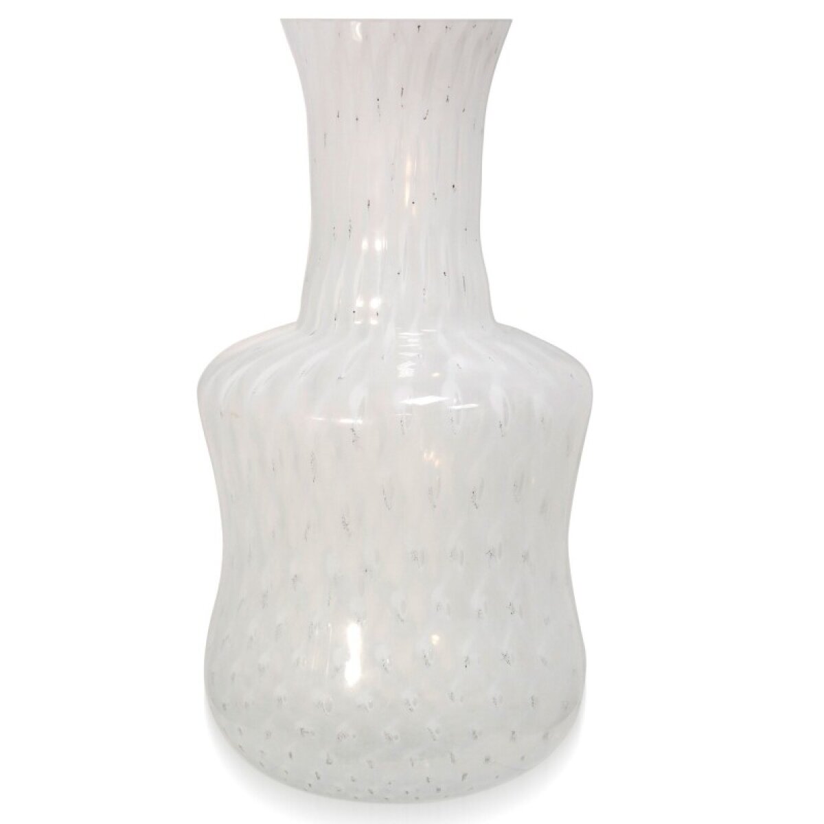 d2b7b7b59d6cf5311eb8dfe9f831a453 Barrell Vase White On White Swirl Murano Glass Vase - Image 1