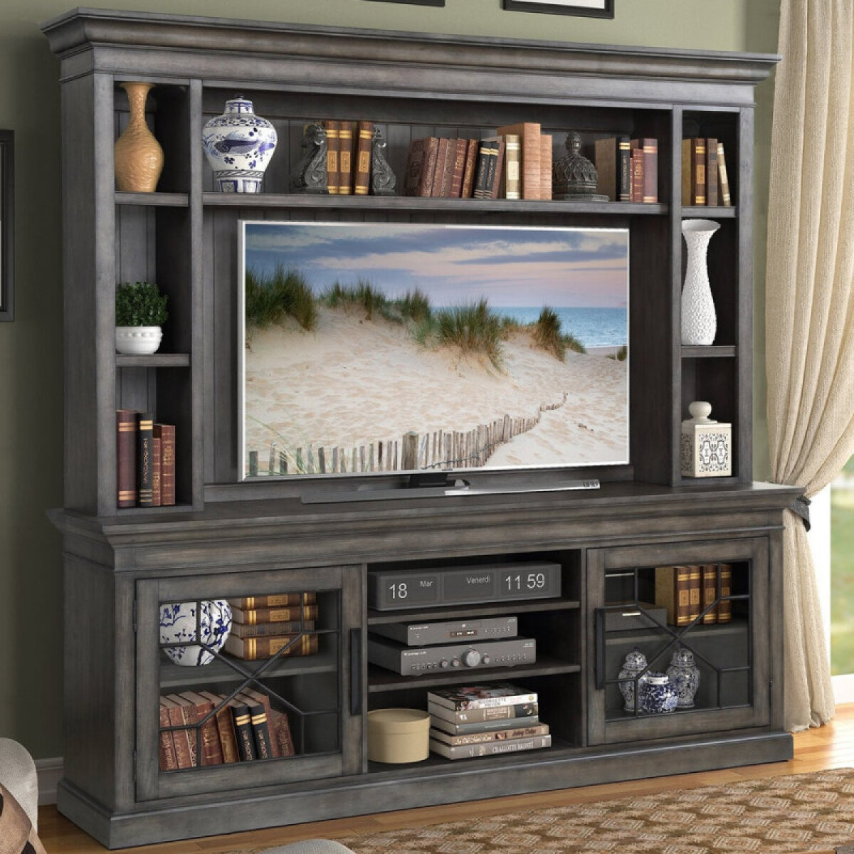 d3e09ec785509f04f0f7e5971a4830bf Sundance - Smokey Grey 92" Console With Hutch & Backpanel - Image 1