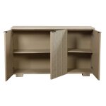 Adeline Credenza Three Door Shagreen Tiled Design Light Cream Finish - Image 3