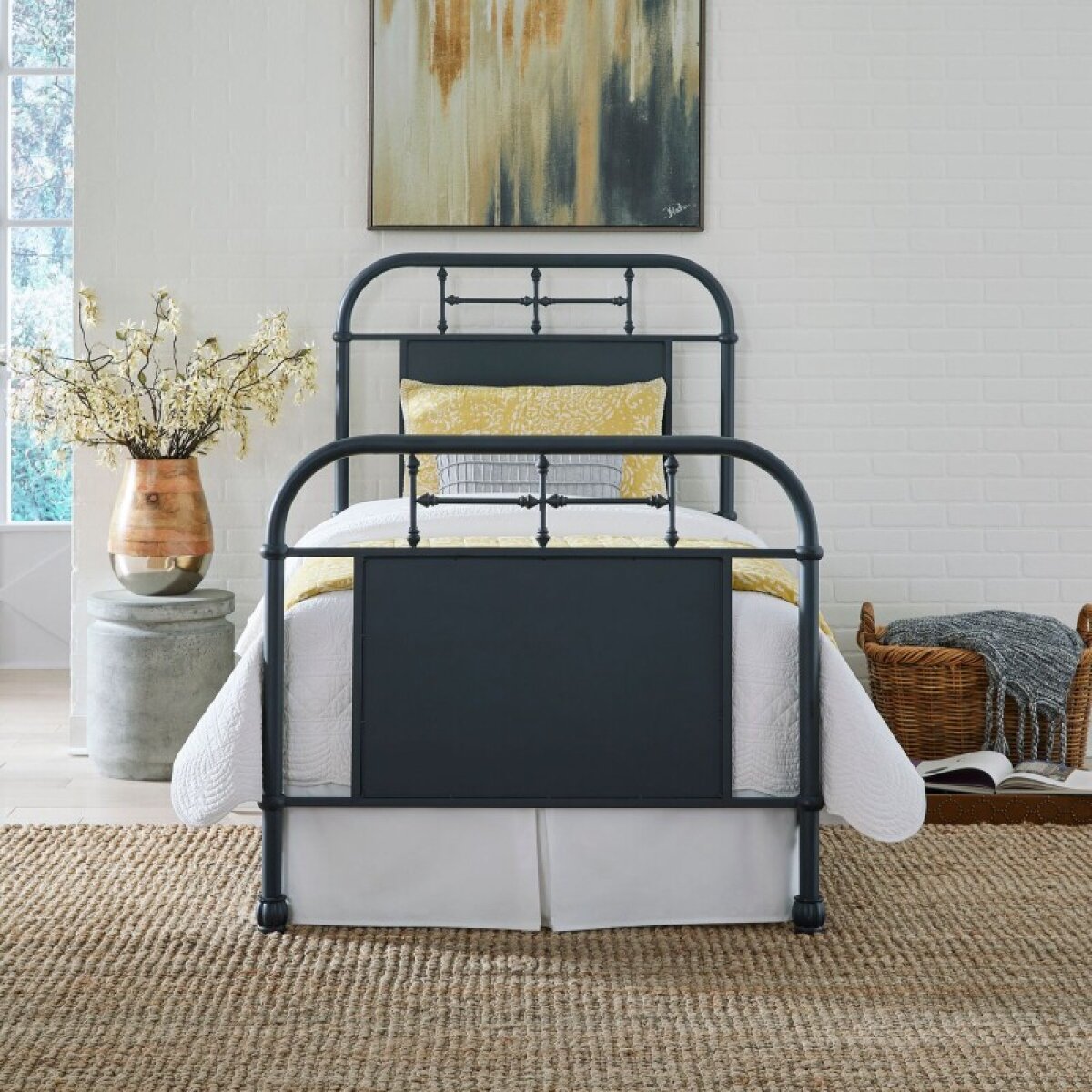 d4b950c36f6e07677461b44c98cd80ae Vintage Series Twin Metal Bed - Navy - Image 1