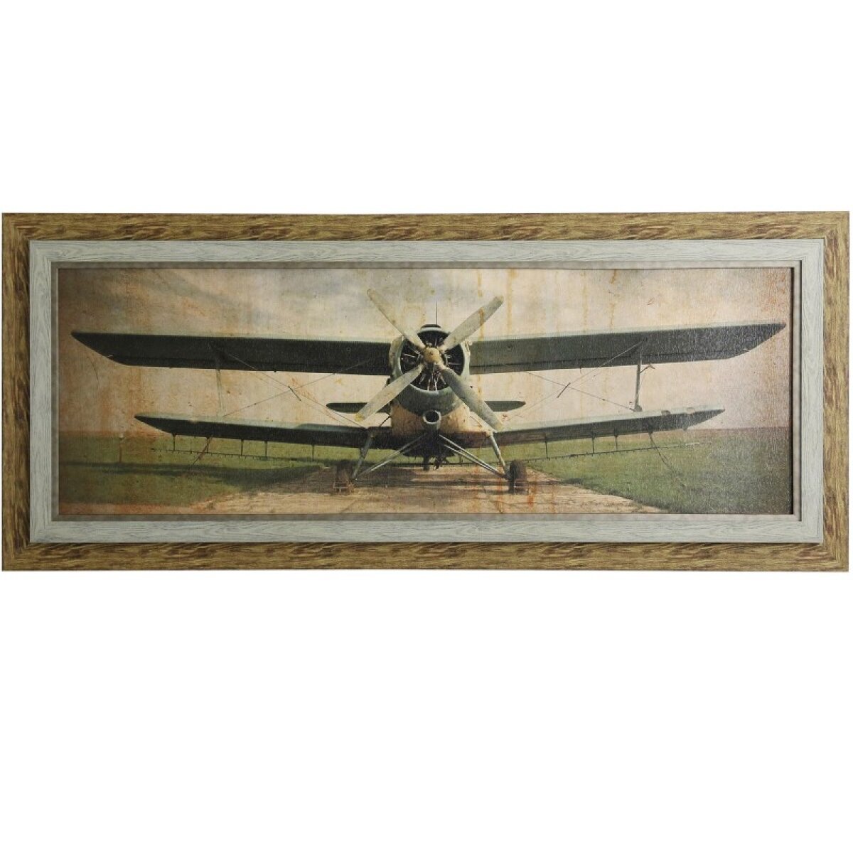 d5a52762157f5da75ccec16682748be2 Textured Framed Print Of A Prop Plane Framed In A Double Frame - Image 1