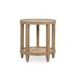 Devin Solid Wood Round End Table - Khaki Mist
